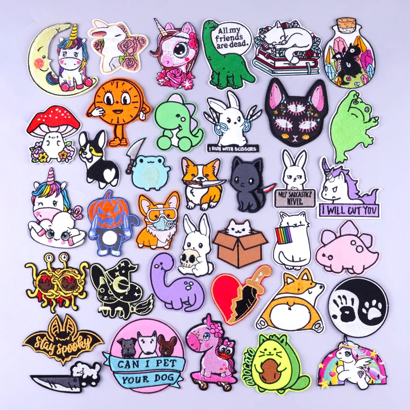 Забавные мультяшные/Животные патчи вышитые для одежды термоклейкие на одежду |