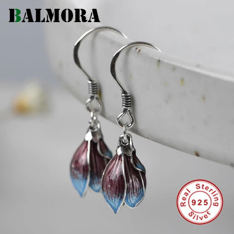 Женские Висячие серьги BALMORA из стерлингового серебра 925 пробы с цветком лотоса |