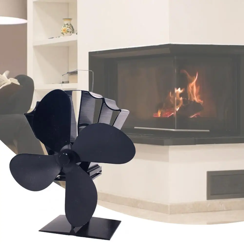 

Innovative Heat Powered Fan Convenient Alumina Saving Fuel 4 Cutter Fireplace Fan for Wall