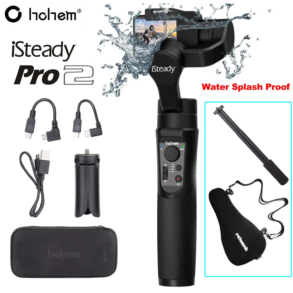 Pro 2 with Kit Hohem iSteady Pro 2 3-осевой ручной подвесной защита от брызг, а также с сумочкой для DJI Osmo Экшн камера Gopro Hero 7/6/5/4 SJCAM YI экшн-камер - Цвет: Pro 2 with Kit