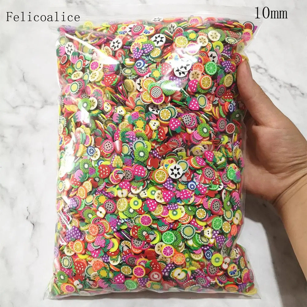 

1kg 10mm Slices Slide Charms for Slime Supplies Kit Fluffy Slime Fruit Polymer Clear Slime Accessories Putty Clay Nail Art