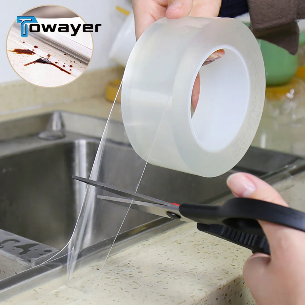 

Kitchen Sink Mildew Waterproof Self Adhesive Tape Transparent Sticky Tape Silicone Strong Sealing Tape Bathroom Pool Seal Strip
