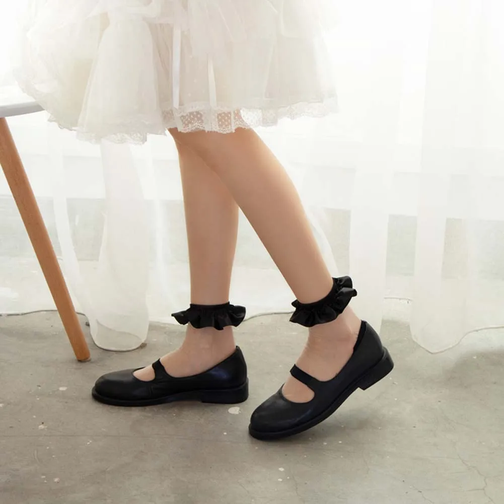 

Japanese Cute Simple ungus lace solid color socks summer thin style with uniform and Lolita two colors are available