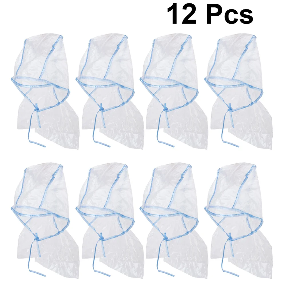 

12pcs Hair Salon Hat Hair Coloring Cap Hair Dye Tool Highlights Hat with Shawl (Random Style)