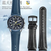 genuine leather watch band for citizen blue angel at8020 03ljy8085 mens leather watch strap bracelet 22 23mm