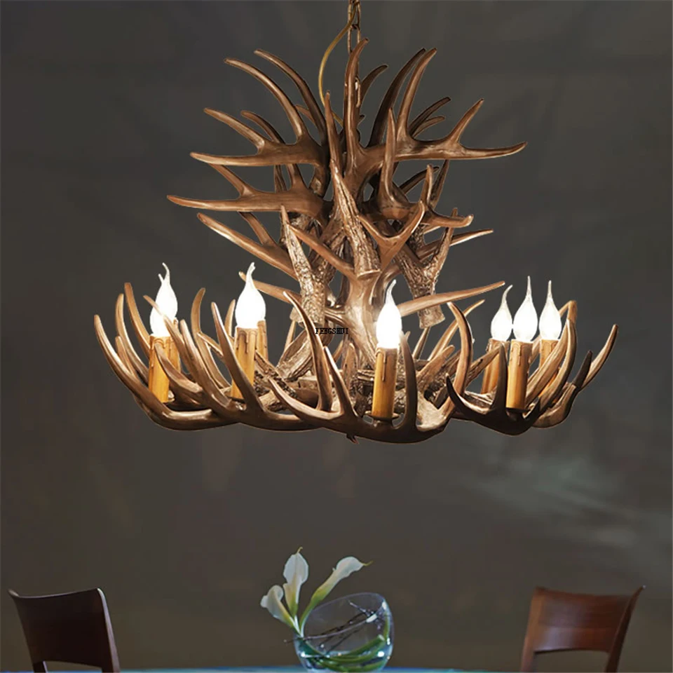 

Nordic LED Antler Chandelier E14 Hanging Lights Lighting Luminaria Industrial Buck Deer Horn Bedroom Living Room Kitchen Fixture