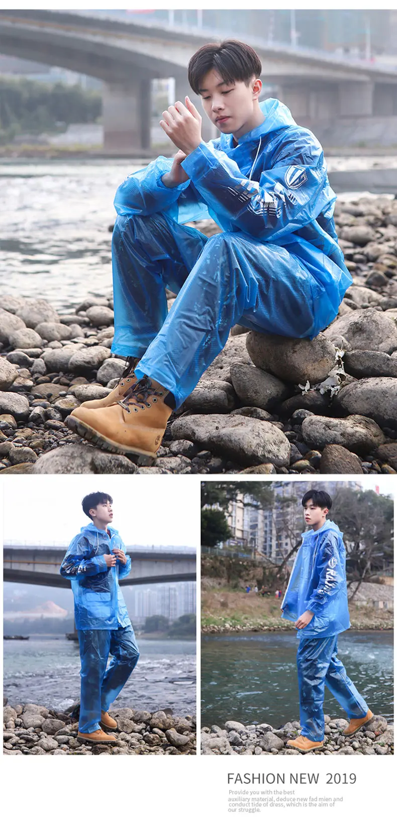 

Fashion Waterproof Couple Men Raincoat Ladies Impermeable Motorcycle Rain Suit Camping Veste De Pluie Femme Rain Jacket EA60YY