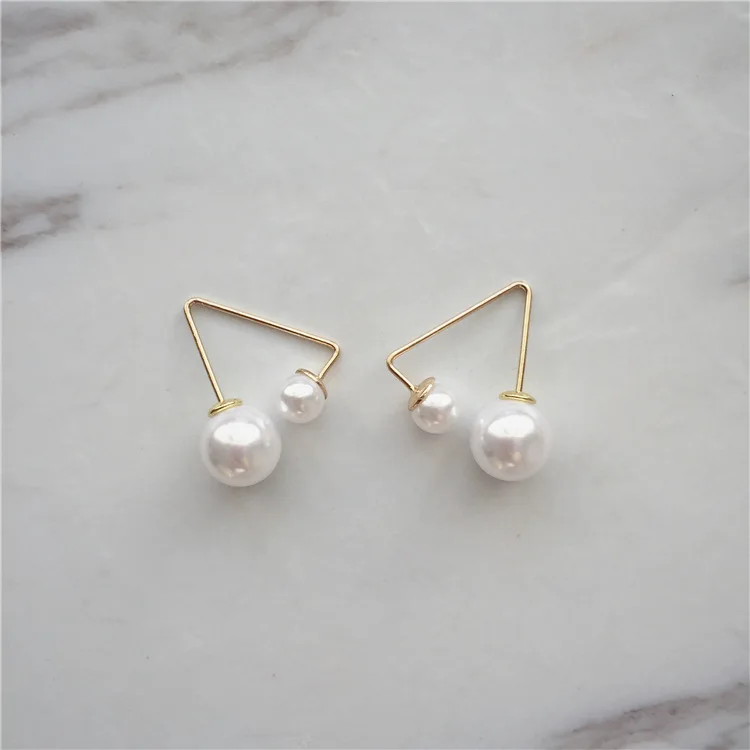 2020 Модные Простые геометрические треугольные серьги двусторонние шарики