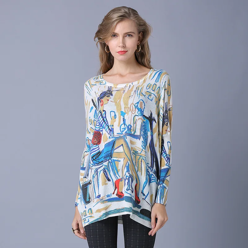 

Autumn Printed Top Pullover Sweater Women's Stripped Fashion Women Cropped Cardigan