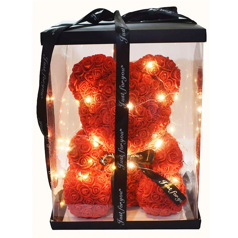 Мишка Тедди Роза со светодиодной подсветкой в коробке|Сувениры для вечеринок| |