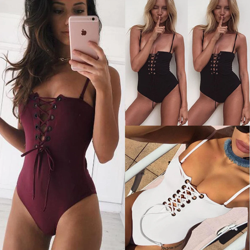 

Women's Bikini Set One piece swimsuit with sling and tie Swimwear Swimsuit Beachwear Bathing Suit Women S-XL