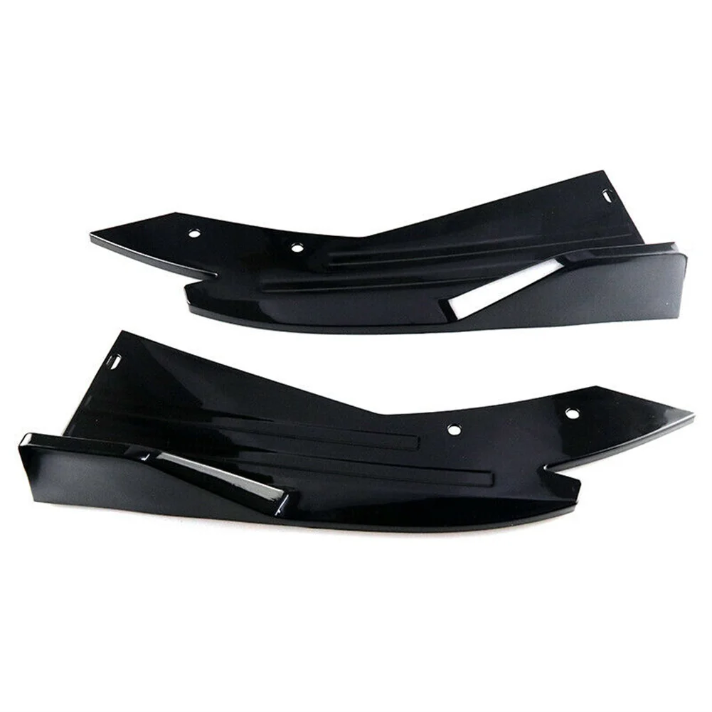 

2PCS Car Rear Bumper Spoiler Guards Kit Glossy Black Universal Accessory Canards Anti-Shock Diffuser Lip Wrap Angle Splitter