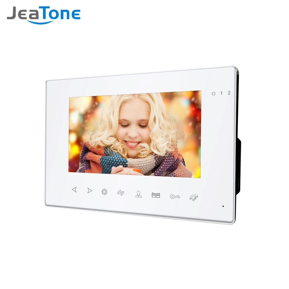 Jeatone 7-дюймовый внутренний монитор для видеодомофона, дверной звонок, система внутренней связи, видеозапись, ночное видение, белый монитор - изображение
