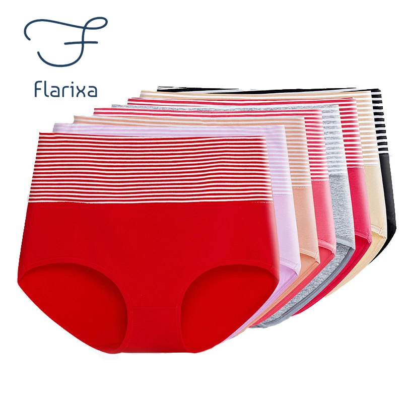 

Flarixa Plus Size Seamless Women's Panties High Waist Flat Belly Panties Comfortable Cotton Briefs Female Slimming Underwear