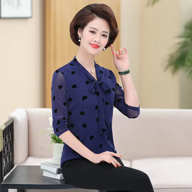 Одежда для матери среднего возраста Весенние футболки с длинным рукавом женская