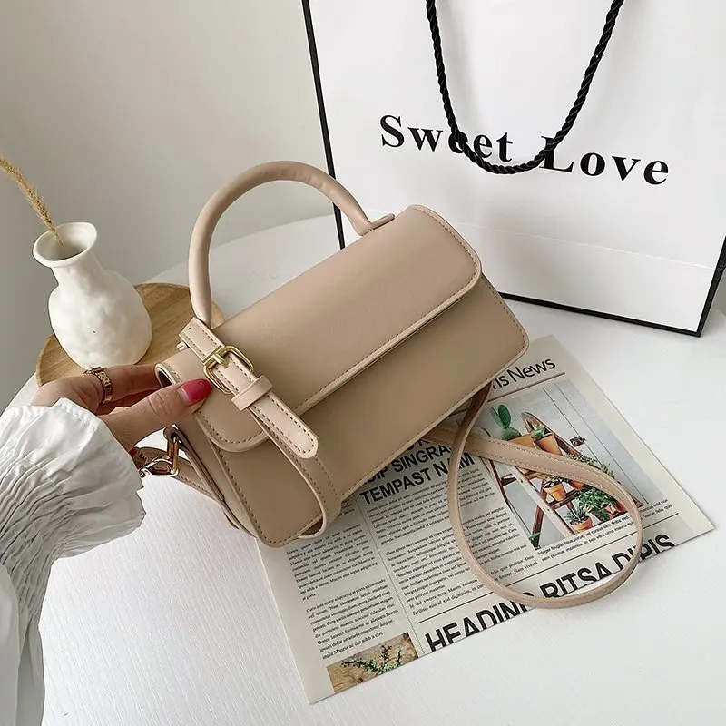 

Fashion Pure Color Women Small Handbag 2021 New Flip Small Square Bags Quality Leather Women's Designer Shoulder Messenger Bag