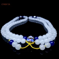 cynsfja new real certified natural hetian jade bracelets necklace nephrite lucky 5mm 108 buddha beads rosary tasbih high quality