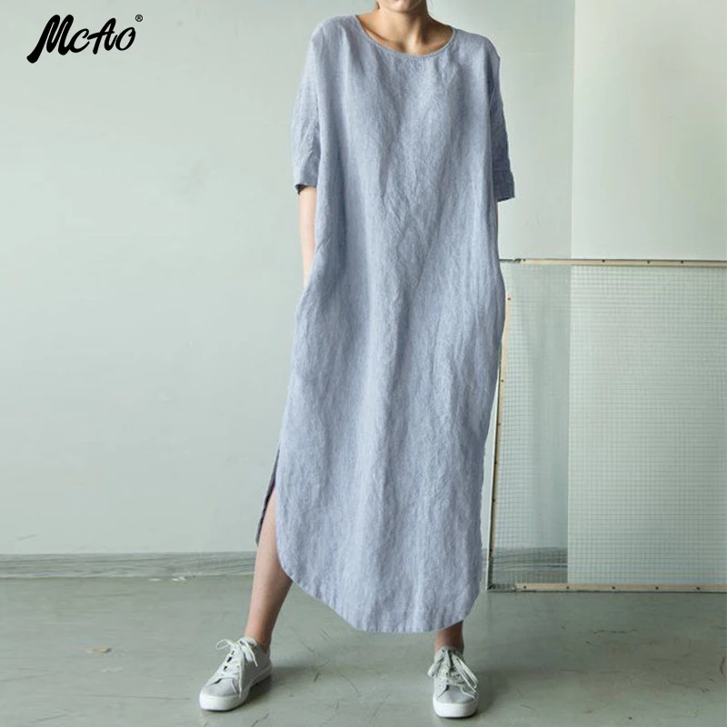 

Casual Women Dress Solid O Neck Short Sleeve Summer Split Female Long Maxi Dress Vestido 120794WLA