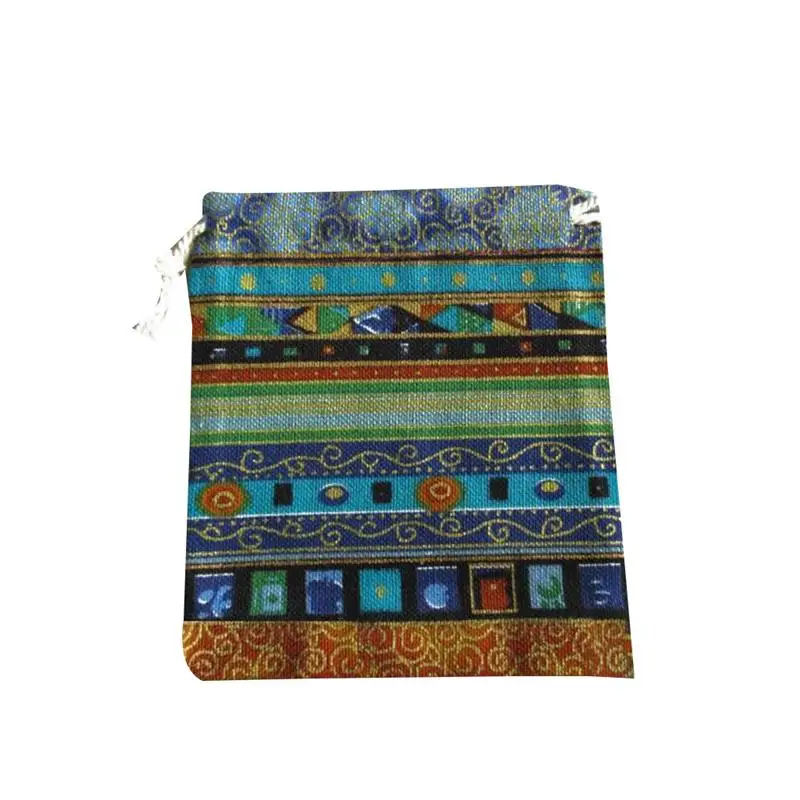 

Ethnic Style Unisex Printing Cotton Linen Storage Bag Small Drawstring Change Wallet Jewelry Bag