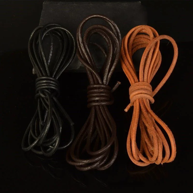 5Meters 3mm 4mm 5mm Natural Round Leather Rope Cords Bracelet Findings Necklace Making Braided String Craft Ropes DIY CD106 |