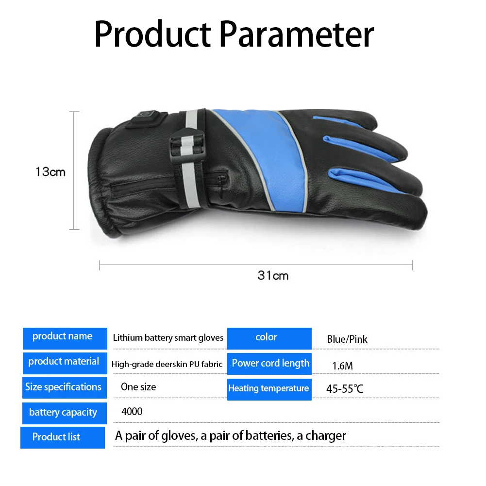 

Motorcycle Heated Gloves Touch Screen Winter Warm Skiing Gloves Waterproof Rechargeable Heating Thermal Gloves For Snowmobile