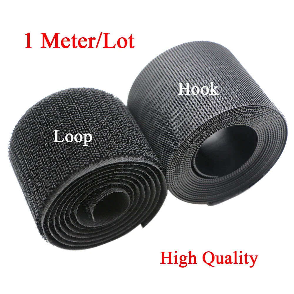 1meter 20-100mm High Quality Strong Adhesive Hook Loop Fastener Tape Strip Nylon Sticker Adhesive for Sewing DIY No Glue