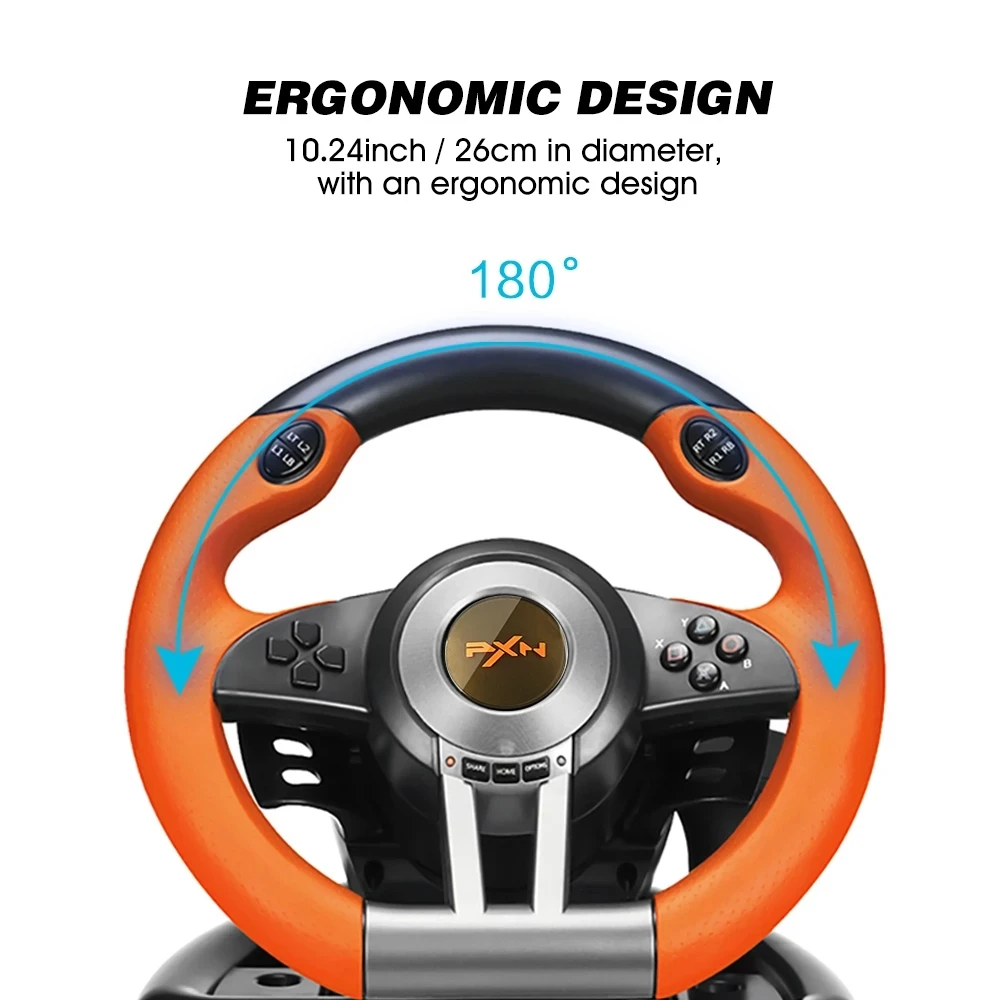 Racing Wheel 180° With Pedals For Ps3/ps4 /xbox One/nintendo Switc/xbox Series X/s
