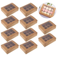 10pcs kraft paper bakery cookie dessert biscuit cake pies boxes with windows package decorative box for food gifts box christmas