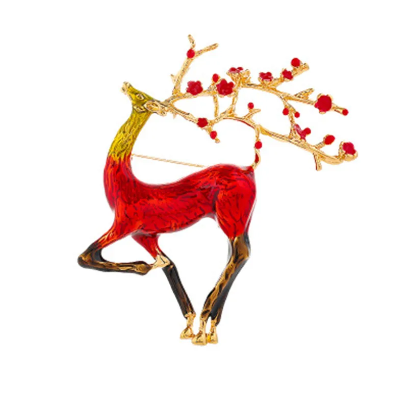 

Women Alloy Brooch Elk Animal Enamel XMS Creative Pins Badge Pendant Necklace Coat Jacket Accessory Fashion Jewelry Wholesale