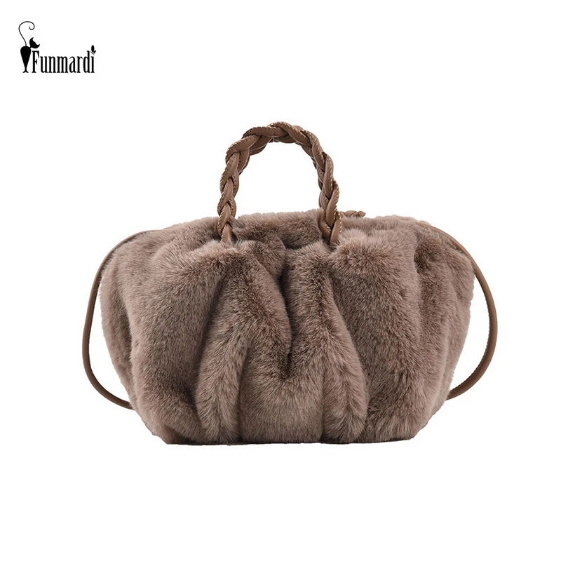 

Женская сумка из искусственного кроличьего меха, с тыквой