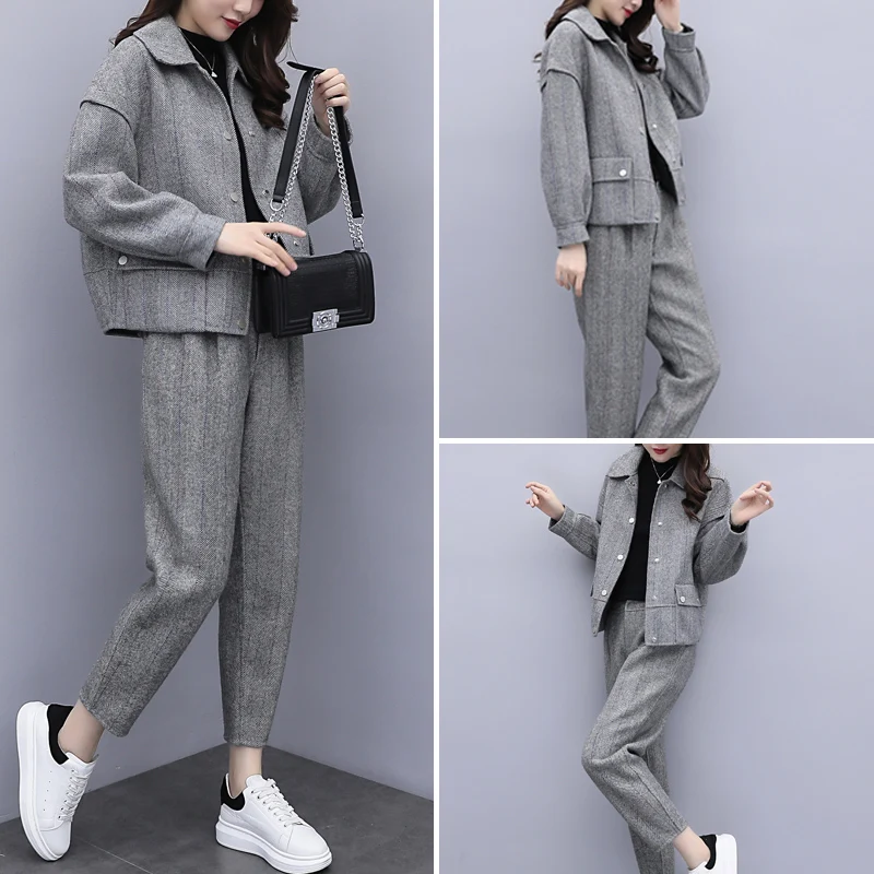 

Casual 2 Piece Set Women Suits With Pants Fashion Buisness Suit Ensemble Femme Deux Pieces Jacket&pants Year-old Female Costume