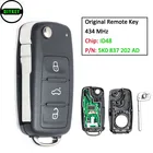 Оригинальный флип-накопитель DIYKEY с 3 кнопками 434 МГц ID48 для VW Volkswagen Toureg Beetle Golf Jetta 5K0 837 202 AD