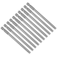 uxcell 10 pcs 5mm slotted tip magnetic flat head screwdriver bits 14 inch hex shank 4 inch length s2 power tool