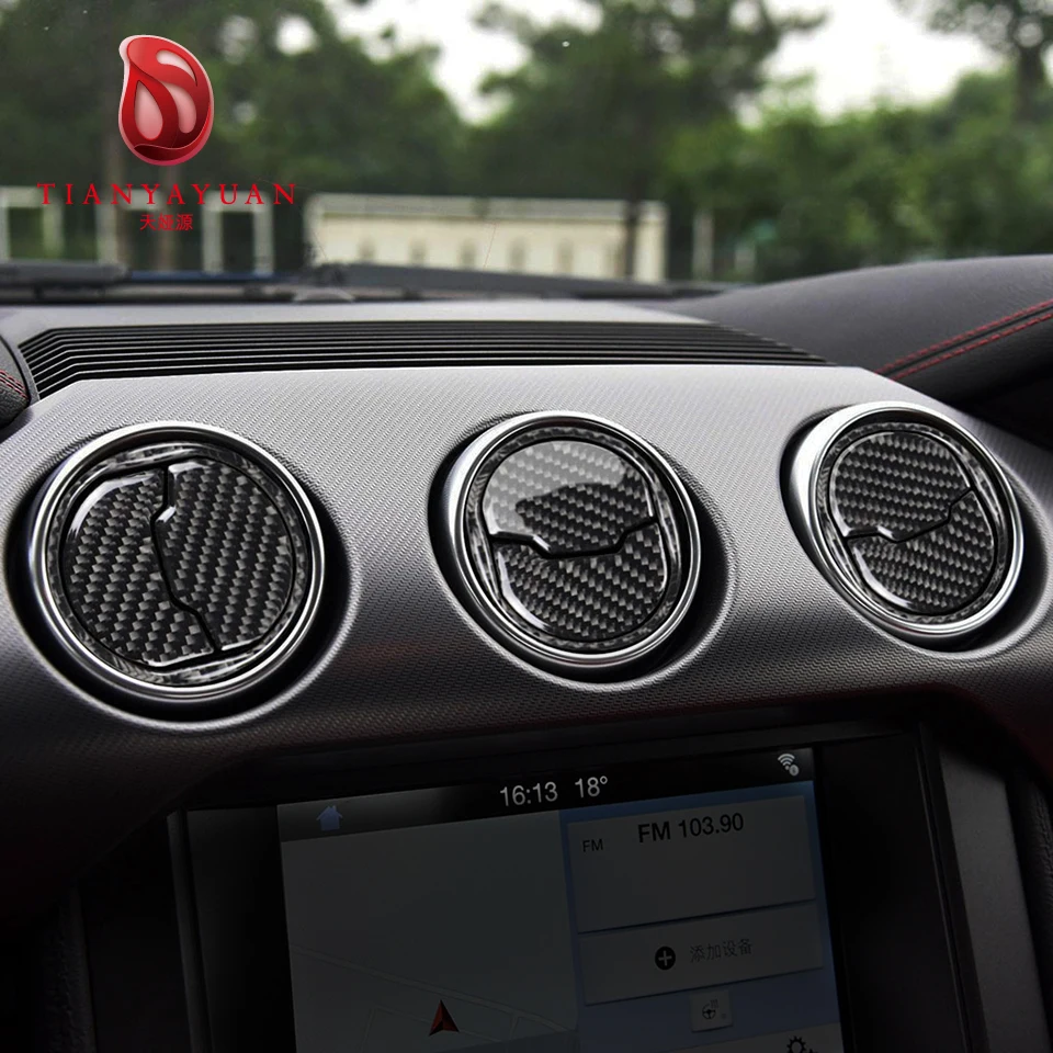 Для Ford Mustang углеродное волокно Автомобильный интерьер центральный кондиционер