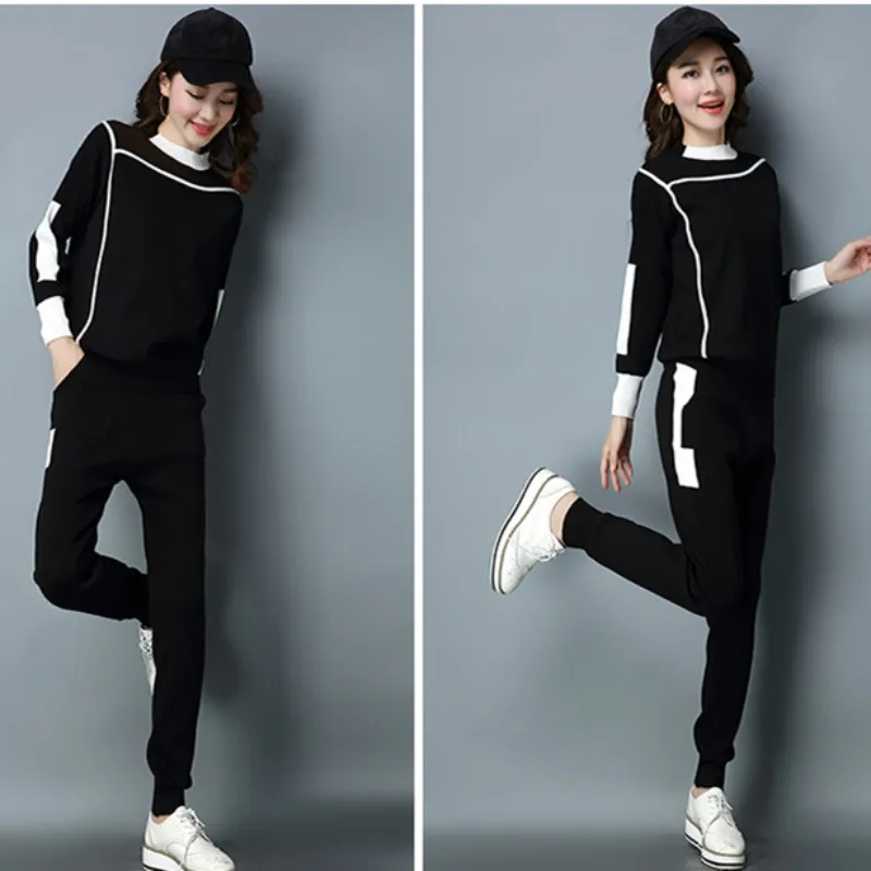 Женский трикотажный комплект из 2 предметов повседневный свитеров пуловера и