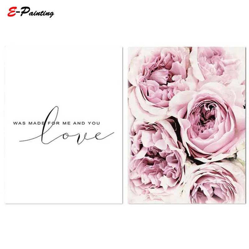 Modern Wall Art Scandinavian Style Pink Flower Painting Canvas Posters Nordic Prints Decorative Picture Home Decor | Дом и сад