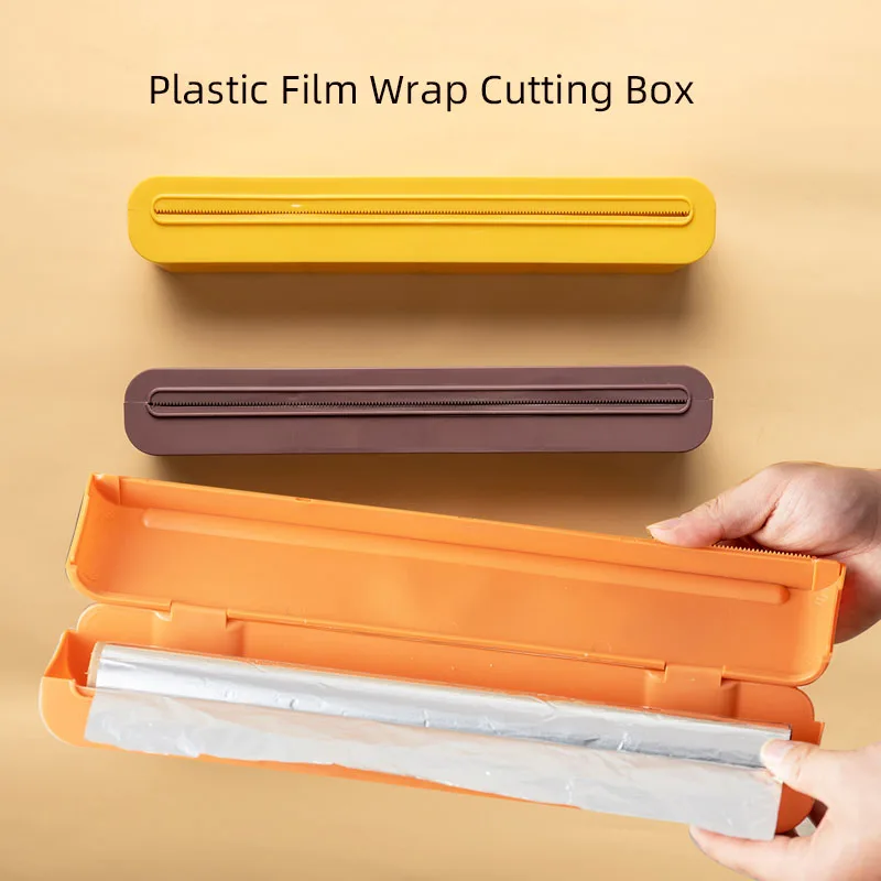 Plastic Film Wrap Cling Dispenser Household Kitchen Foil Cutting Box Kitchen Food Preservation Film Sharp Cutter Storage Holder