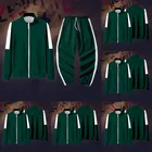 костюм игра в кальмара, Костюм для косплея из толстовки и брюк, спортивный костюм с принтом, игровой костюм для мужчин и женщин, спортивная одежда для косплея, костюм на молнии, костюм для косплея, игра в кальмара