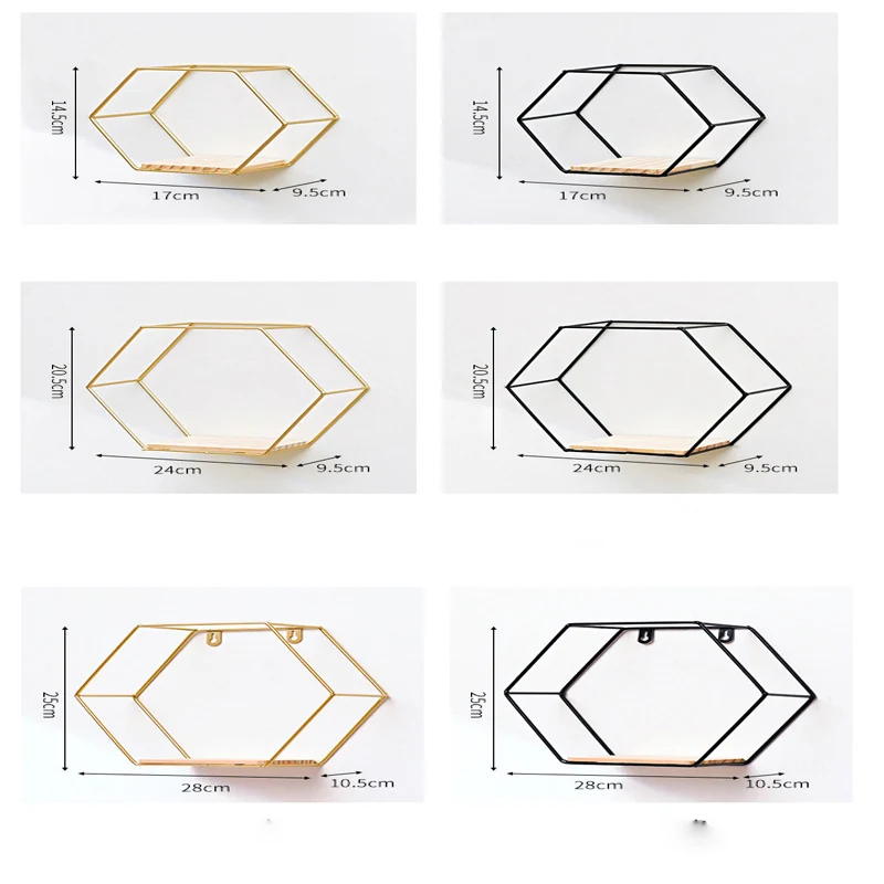

Creative Iron Art Rack Modern Simple Hexagonal Living Room Bedroom Bathroom Hook Storage Rack Furniture Supplies
