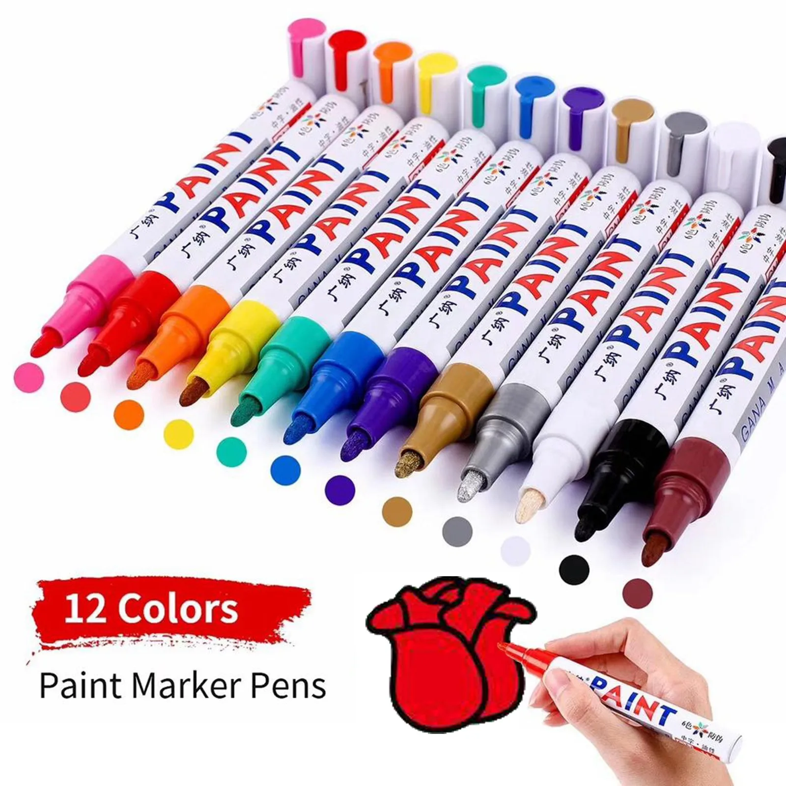 

Paint Colors Marker Pen Fine Paint Oil Based Art Pen Metal Glass Waterproof 15ml Student School Office Supplies Home Cute
