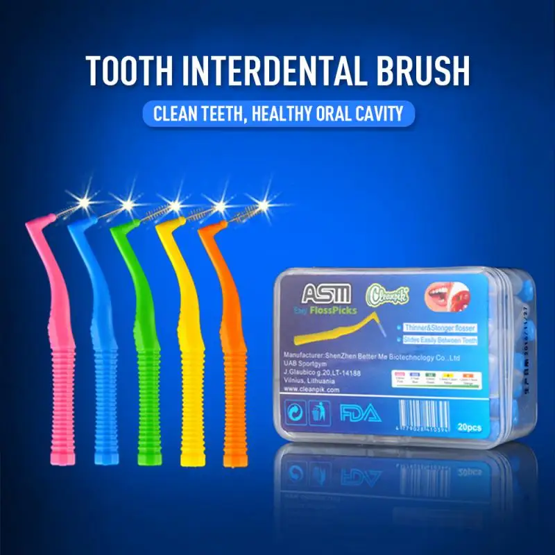 

Interdental Brush Curved Interdental Brush Cleaning Tooth Socket Toothbrush Correction Tooth Gap L Shaped Cleaning Brush 20 PCs