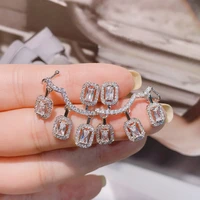 hibride gorgeous geometric cubic zirconia pave women stud earrings for brides wedding banquet engagement jewelry bijoux e 1022