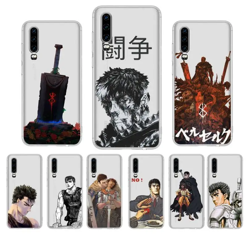 

Berserk Guts Anime Phone Case For Huawei P20 P30 Pro P40 lite Mate 20lite for Y5 Y6 Honor 8X 10 Capa