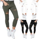 Новый стиль узкие брюки Горячая Распродажа рваные брюки для девочек весенне-осенние трикотажные леггинсы