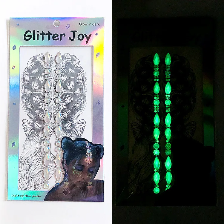 Luminiferous Hair Jewels полимерная Мозаика макияж сторонний стикер ночной клуб музыкальный фестиваль Хэллоуин гримфейд ночной временные татуировки