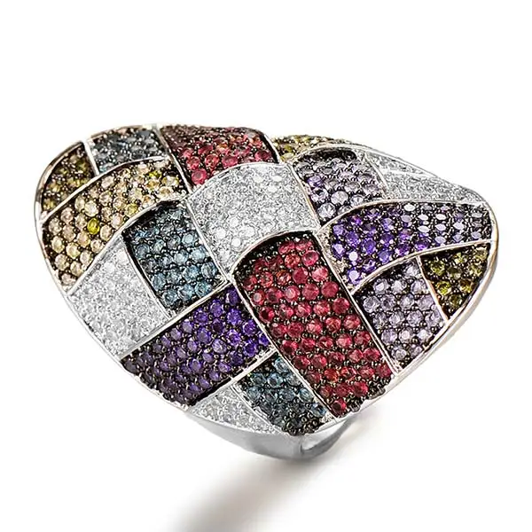 Multicolor GODKI Trendy Twist Cross Wrap Ring for Women Multicolor Cubic Zircon Finger Rings Beads Charm Ring Bohemian Beach Jewelry - Цвет основного камня: Multicolor