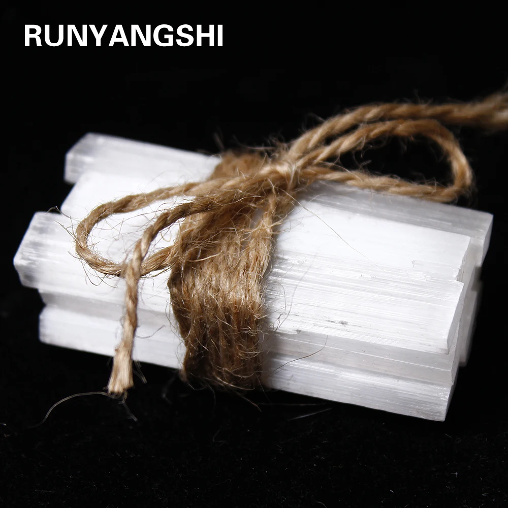 

Runyangshi 10pcs Natural Selenite Crystal Stick Chips Gypsum white Quartz Rough Minerals Specimen Point Healing Stone