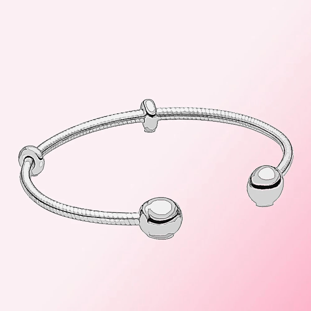 

2019 Fall 1:1 Glamour Jewelry 100% 925 Sterling Silver Moments Snake Chain Style Open Bangle Women's Vintage Jewelry Wholesale