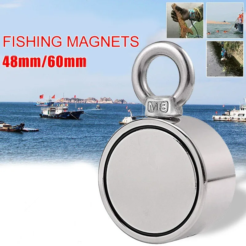 

Strong Neodymium Magnet Double side Search magnet hook D48 - D74*28mm super power Salvage Fishing magnetic Stell Cup holder
