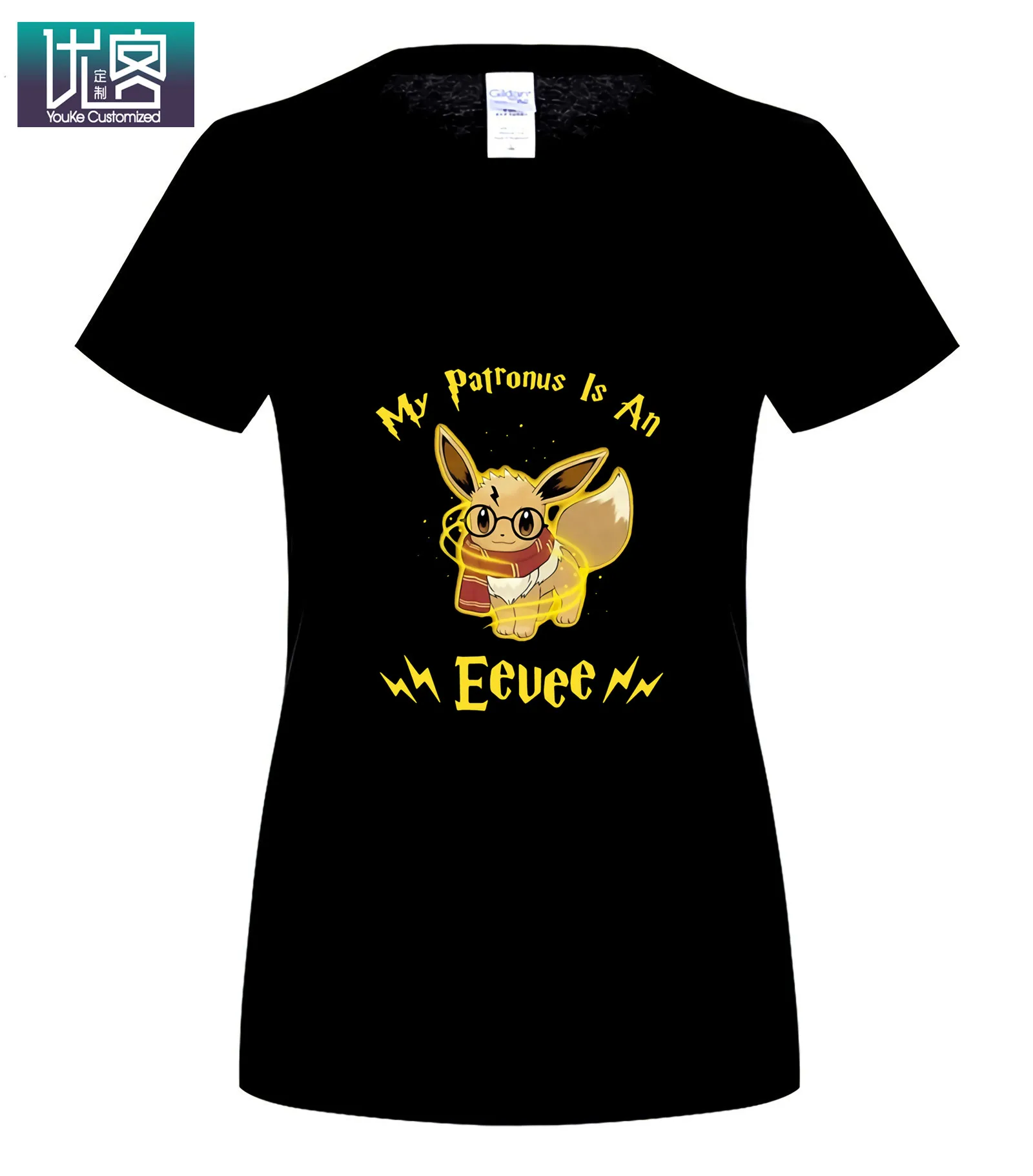 My Patronus Is An Eevee футболка Летняя мужская футболка с коротким рукавом винтажные повседневные футболки с вырезом лодочкой одежда из хлопка футболка - Цвет: women black